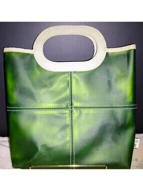 Naturelle HEMP, Green ,Stash Bag Tote, SolidTop  Handles FUN SOLID COLOR Vintage